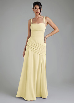 Azazie Toya Bridesmaid Dresses Lemon Sorbet A-Line Corset Chiffon Dress image1
