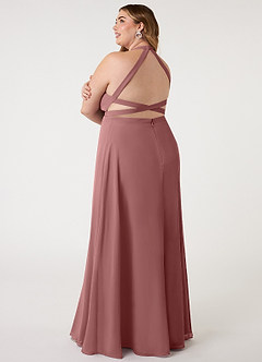 Azazie Clarice Bridesmaid Dresses Desert Rose A-Line Halter Chiffon Dress image12