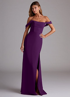 Azazie Saige Bridesmaid Dresses Grape A-Line Off the Shoulder Chiffon Convertible Dress image4