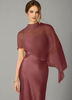 Azazie Jaleesa Abiti da Damigella Abito A-Line in Raso Elasticizzato Collo Alto Ametista image2