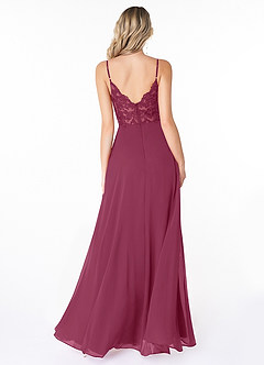 Azazie Lena Bridesmaid Dresses Mulberry A-Line Lace Chiffon Dress image2