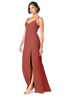 Azazie Blink Final Sale Vintage Mauve Sheath V-Neck Chiffon Dress image3