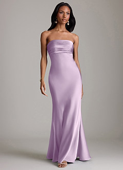 Azazie Saylor Bridesmaid Dresses Frosted Lilac Mermaid Strapless Stretch Satin Dress image2