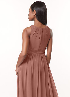 Azazie Harper Bridesmaid Dresses Cedar Rose A-Line Pleated Chiffon Dress image4