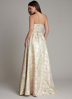 Azazie Jaliya Klänningar att prova hemma Klä av A-Linje i Blommig Jacquard Korsett Rodnande Blomma image2