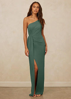 Christian Siriano Bridal for Azazie 1003 Bridesmaid Dresses Sea Moss Sheath One Shoulder Chiffon Dress image1
