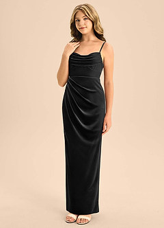 Azazie Mai Junior Black A-Line Sweetheart Neckline Velvet Dress image4