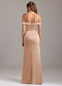 Azazie Zayla Bridesmaid Dresses English Rose A-Line Off the Shoulder Stretch Satin Convertible Dress image5