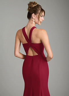 Azazie Rue Bridesmaid Dresses Burgundy A-Line Halter Chiffon Dress image6