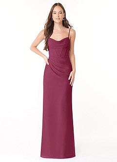 Azazie Mai Bridesmaid Dresses Mulberry Sheath Pleated Chiffon Dress image1