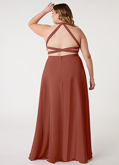 Azazie Clarice Bridesmaid Dresses Auburn A-Line Halter Chiffon Dress image9