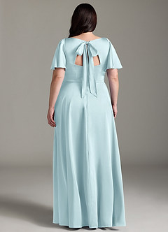 Azazie Kimber Bridesmaid Dresses Cloud Blue A-Line Ruched Stretch Satin Dress image8