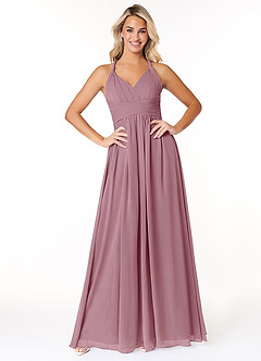 Azazie Ashia Bridesmaid Dresses Vintage Mauve A-Line Pleated Chiffon Dress image1