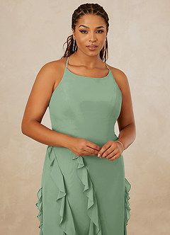 Christian Siriano Bridal for Azazie 1006 Brautjungfernkleider Meerjungfrau-Linie Gestreift Chiffon Kleid Matcha image14