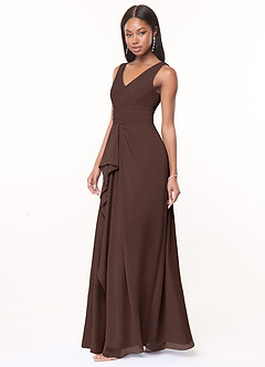 Azazie Julianna Brudepigekjoler En streg Chiffon Gulv-længde Kjole image3