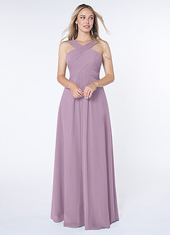 Azazie Kaleigh Brautjungfernkleider A-Linie Plissee Chiffon Kleid Blauregen image1