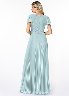 Azazie Kara Bescheidene Brautjungfernkleider A-Linie Plissee Chiffon Bodenlänge Kleid image8