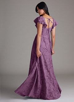 Azazie Bondi Bridesmaid Dresses Wisteria A-Line Side Slit Floral Burnout Dress image3