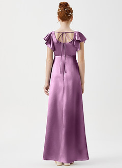 Azazie Bondi Junior Wisteria A-Line Side Slit Metallic Satin Dress image2