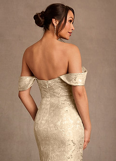 Azazie Nettie 신부의 어머니 드레스 인어 오프 더 숄더 자카드 플로어 길이 드레스 image6