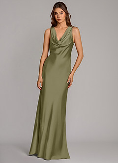 Azazie Cheryl Bridesmaid Dresses Pistachio Mermaid Stretch Satin Dress image4