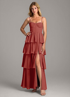 Azazie Alanna Bridesmaid Dresses Terracotta A-Line Sweetheart Neckline Chiffon Dress image3