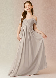 Azazie Kaitlynn Junior Abito A-Line in Chiffon a Spalla Scoperta Gelo image1