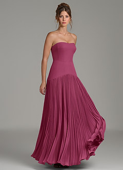 Azazie Yuliana Bridesmaid Dresses Mulberry A-Line Strapless Chiffon Dress image3