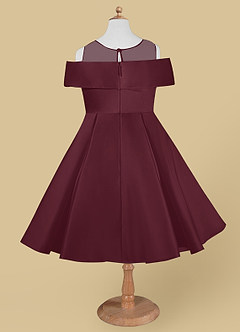Azazie Shirin vestidos de niña de las flores Vestido de Cabernet de Satin Mate de Acampanado con Vestidos sin tirantes image6