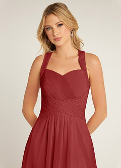 Azazie Claudia Bridesmaid Dresses Rust A-Line Sweetheart Neckline Chiffon Dress image5