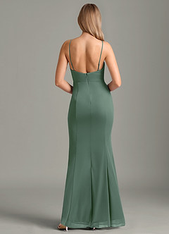 Azazie Sorcha Bridesmaid Dresses Eucalyptus Mermaid Pleated Mesh Dress image5