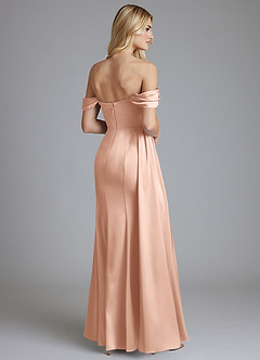 Azazie Amyra Bridesmaid Dresses Rose Gold Mermaid Off the Shoulder Stretch Satin Convertible Dress image2