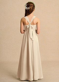 Azazie Tater Junior Formal Jurken voor bloemenmeisjes A-Lijn Jurk van Chiffon Geplooid Champagne image2