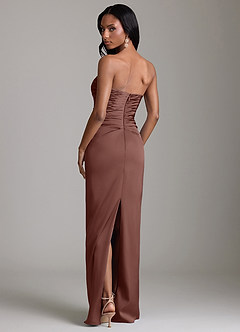 Azazie Sonora Brudtärnklänningar Klä av Tubklänning i Stretch Satin Axelbandslös Espresso image7