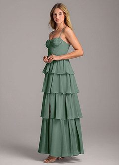 Azazie Alanna Robes de demoiselle d'honneur Robe Trapèze en Mousseline de soie Encolure en Forme de Cœur Eucalyptus image6