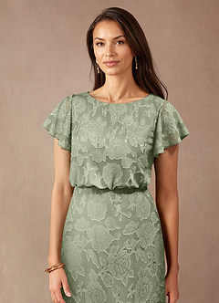 Azazie Lehi Mother of the Bride Dresses Agave A-Line Boatneck Floral Burnout Dress image5