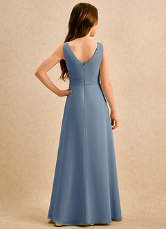 Azazie Chibi Girls Formal Blumenmädchenkleider A-Linie Plissee Chiffon Kleid Zwielichtviolett image2