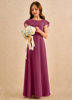 Azazie Kittie Girls Formal Flower Girl Klänningar Klä A-Line i Chiffong image3