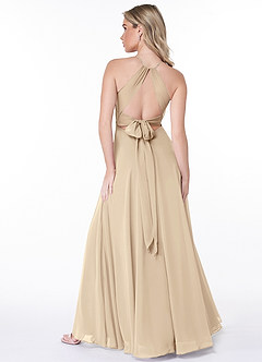 Azazie Evalleen Bridesmaid Dresses Champagne A-Line Pleated Chiffon Dress image4