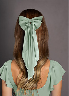 front Pince à cheveux en mousseline de soie de couleur assortie avec nœud