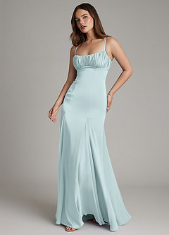 Azazie Avira Suknie dla druhen Syrena Satyna elastyczna Do ziemi Sukienka image1