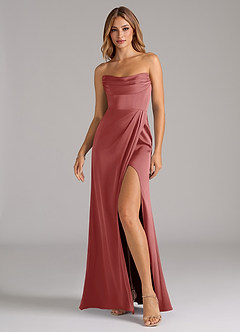 Azazie Johana Bridesmaid Dresses Antique Rose Mermaid Off the Shoulder Stretch Satin Convertible Dress image6