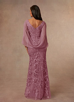 Azazie Ferris Mother of the Bride Dresses Vintage Mauve Sheath V-Neck Chiffon Dress image3