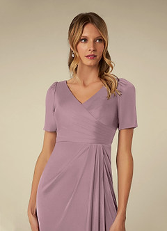 Azazie Bessie Kleider für die Brautmutter A-Linie Plissee Gittergewebe Kleid Altrosa image6