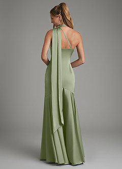 Azazie Amara Bridesmaid Dresses Pistachio Mermaid One Shoulder Stretch Satin Dress image2