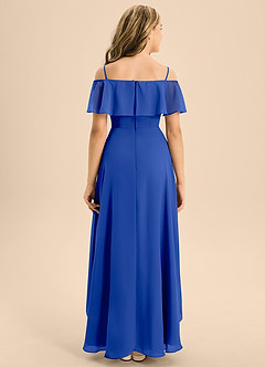 Azazie Maggie Junior Royal Blue A-Line Off the Shoulder Chiffon Dress image2