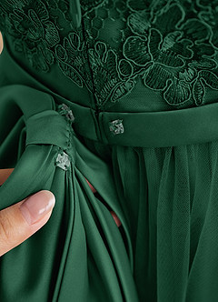 Azazie Cinna Flower Girl Dresses Dark Green A-Line Lace Tulle Dress image6