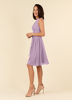Azazie Theron Abiti per la Madre della Sposa Abito A-Line in Chiffon con Scollo a V a Pieghe Glicine image3