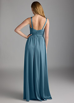 Azazie Chanel Final Sale Bermuda A-Line Pleated Stretch Satin Dress image2