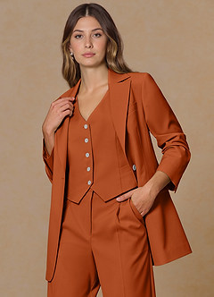 front Rowan Burnt Orange Refined Weave Performance blazer